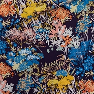 Afbeelding van Wild Flowers - L - Ecovero Viscose Rayon Satin - Avondblauw