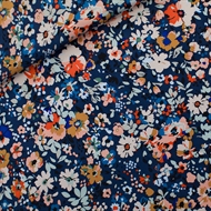 Toon details van Flower Joy - M - Ecovero Viscose Rayon Satin - Oceana Blauw Afbeelding van Flower Joy - M - Ecovero Viscose Rayon Satin - Oceana Blauw